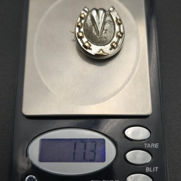 Sterling Silver Horseshoe And Shell Heavy Pin Brooch A6148 - Picture 7 of 7